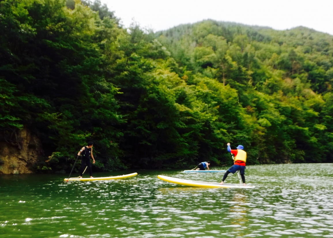 久しぶりの晴れ！緑の七ヶ宿湖SUP